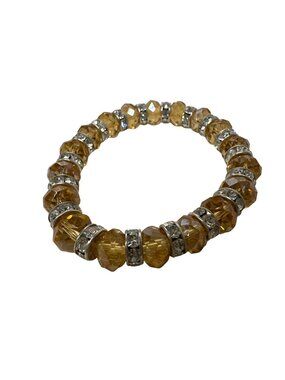 Yellow Crystal Stretch Bracelet Rhinestone Spacers Jewelry Sparkly Faceted Glam